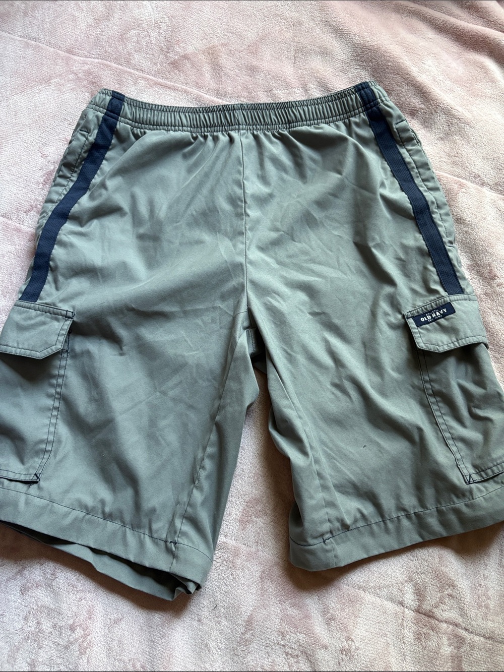 Old Navy Olive Green Cargo Shorts with Navy Accents
